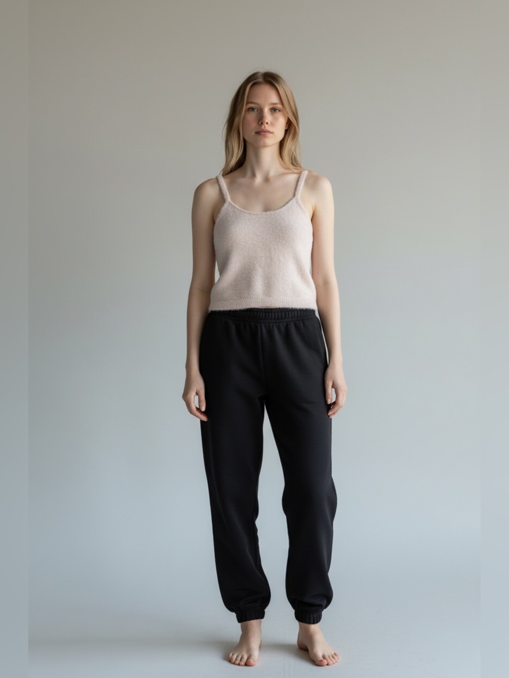 Sincerely Jules White Fuzzy Cropped Tank Top Soft Loungewear Cami Small